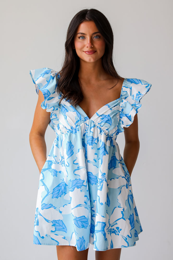 Flowering Personality Light Blue Floral Romper