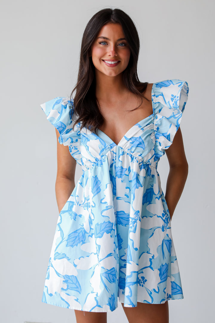 Flowering Personality Light Blue Floral Romper