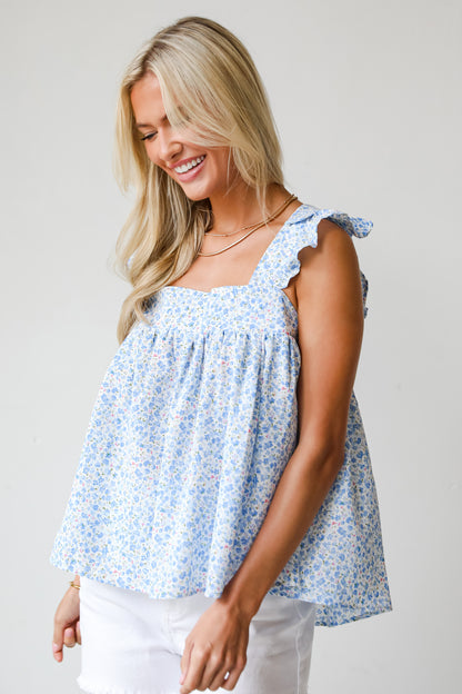 Such A Delight Blue Floral Tank