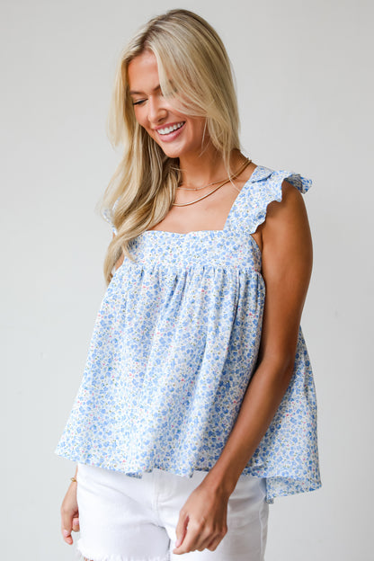 Such A Delight Blue Floral Tank