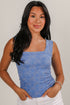 Flirty Bliss Blue Flower Knit Tank
