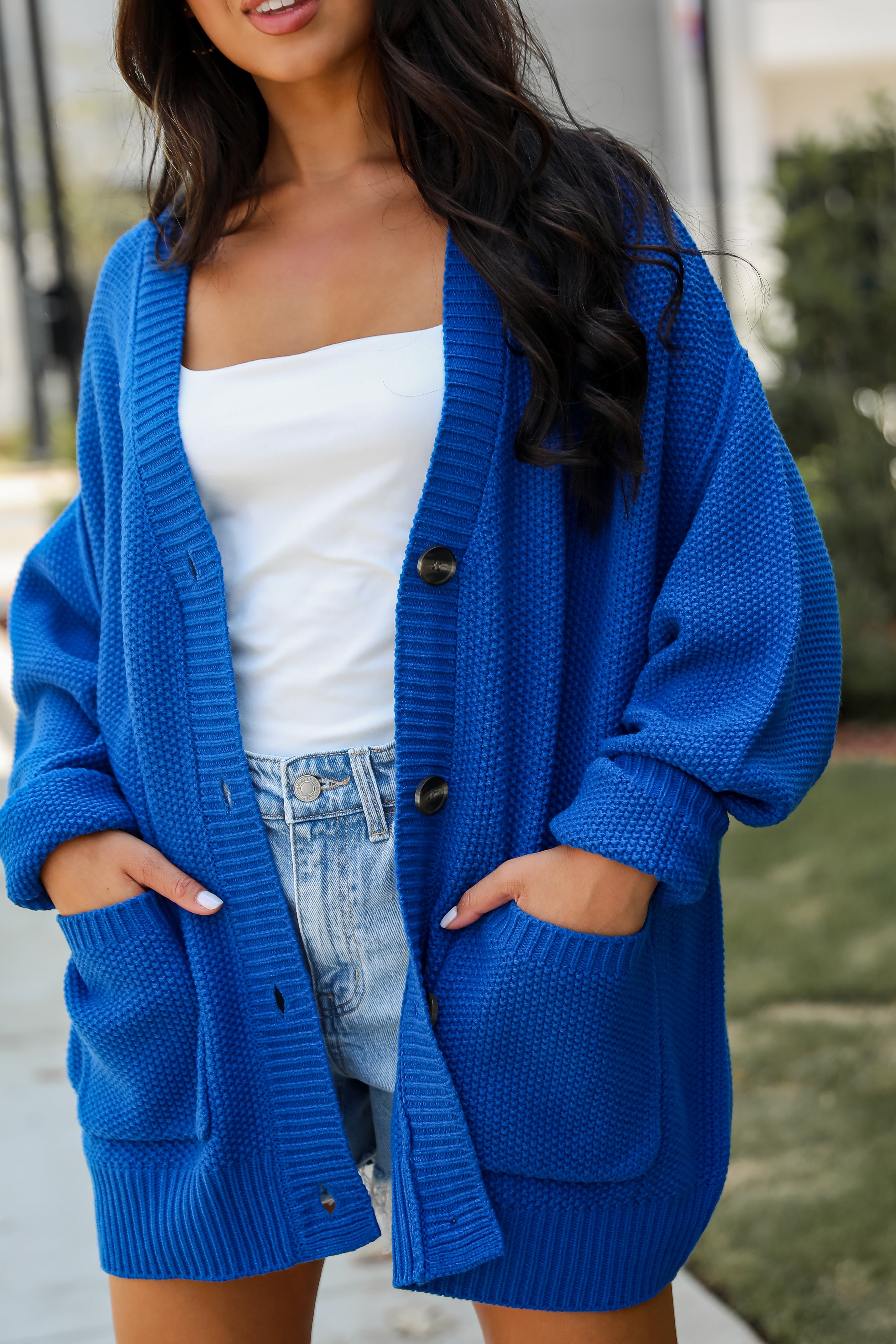 Cuddly Contentment Cobalt Sweater Cardigan