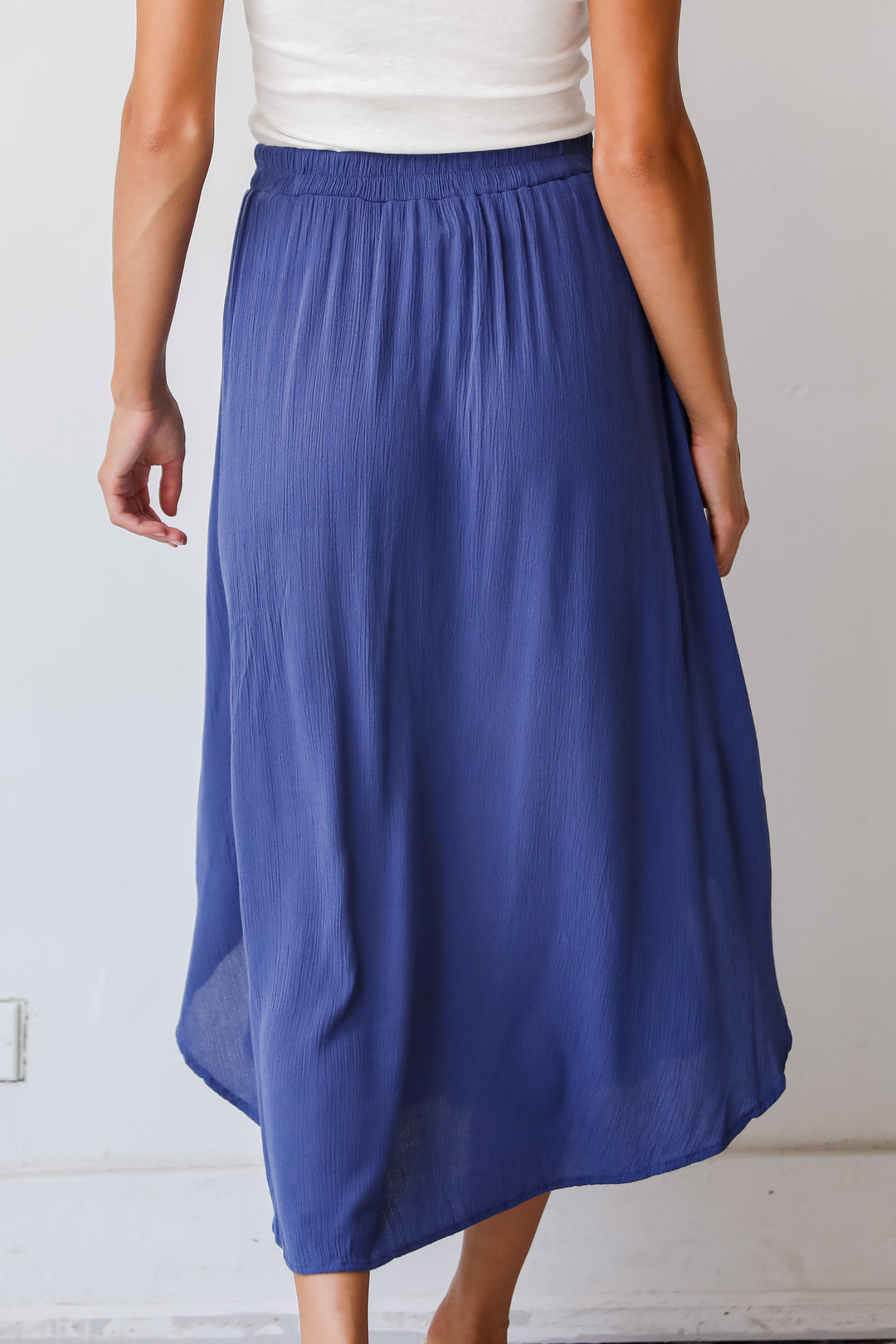 Sweetly Sophisticated Blue Button Front Midi Skirt