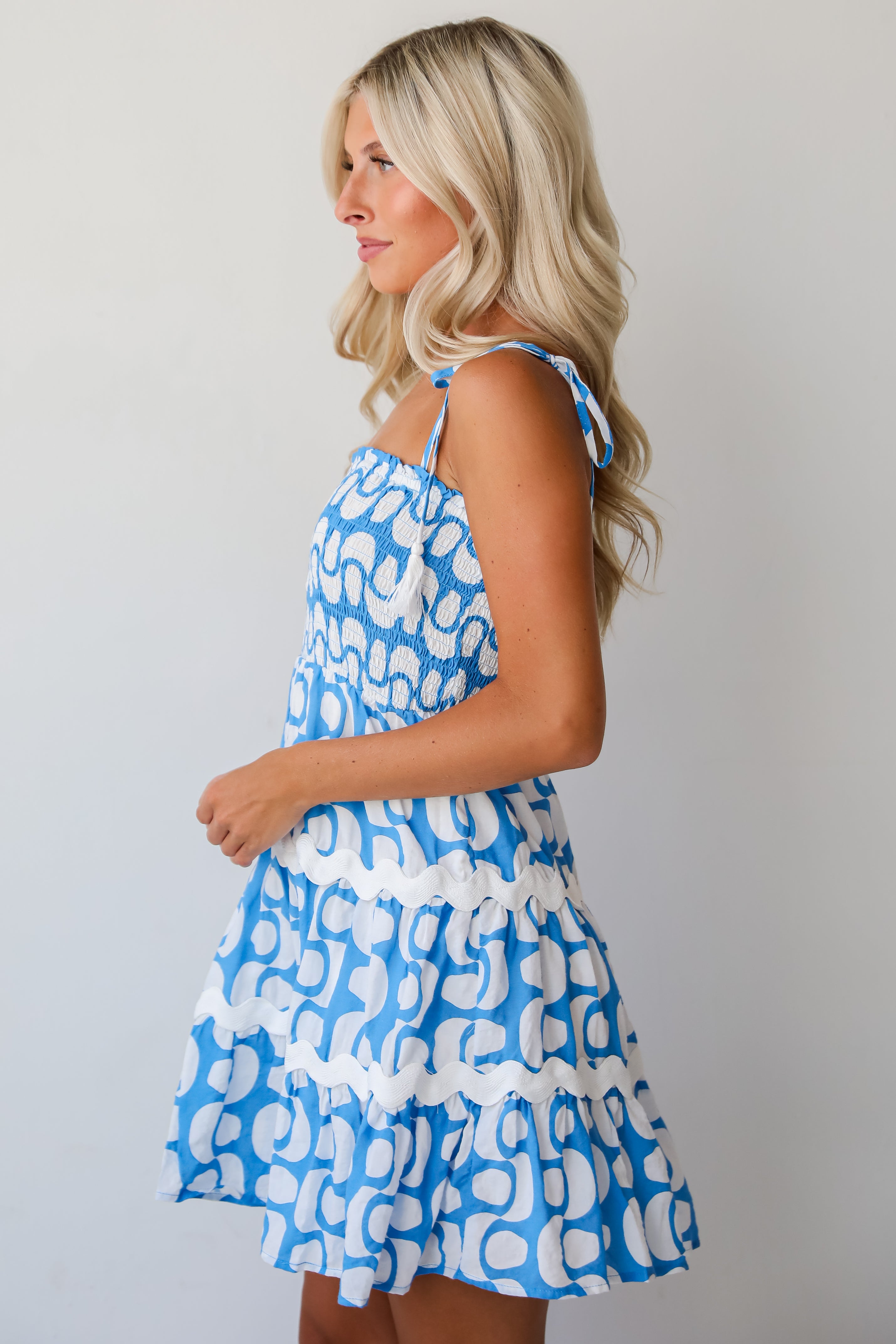 FINAL SALE - Romantic Whims Blue Tiered Mini Dress