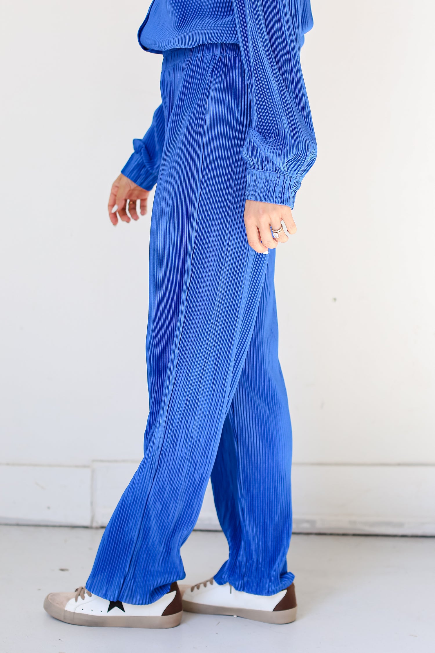 blue Plisse Pants side view