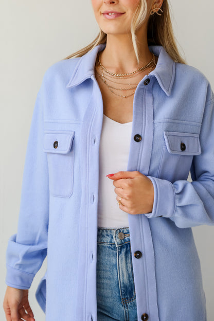 cozy Blue Brushed Knit Shacket