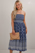 Saltwater Essential Blue Strapless Smocked Midi Dress