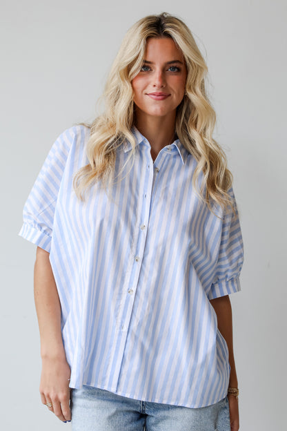 Breezy Cutie Light Blue Striped Blouse