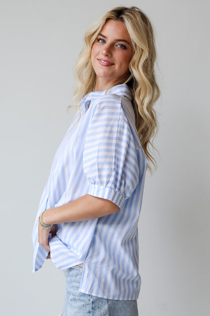 Breezy Cutie Light Blue Striped Blouse