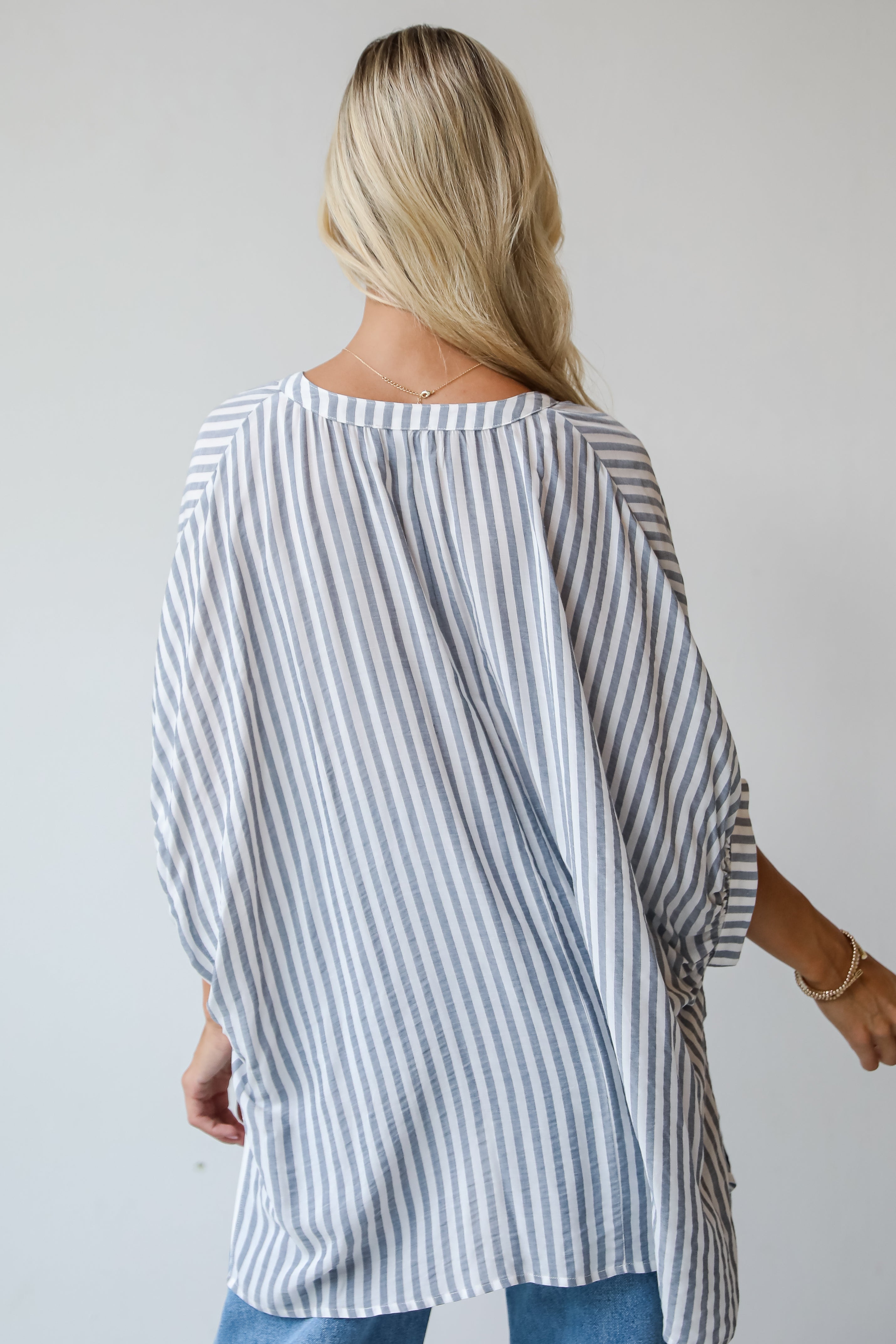 Sweet Decision Navy Striped Oversized Blouse