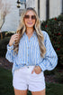 Blue Striped Button-Up Blouse