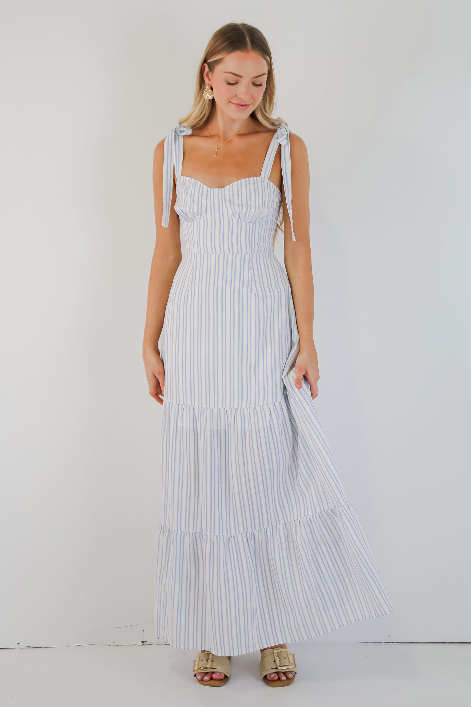 Make The Time Blue Striped Maxi Dress