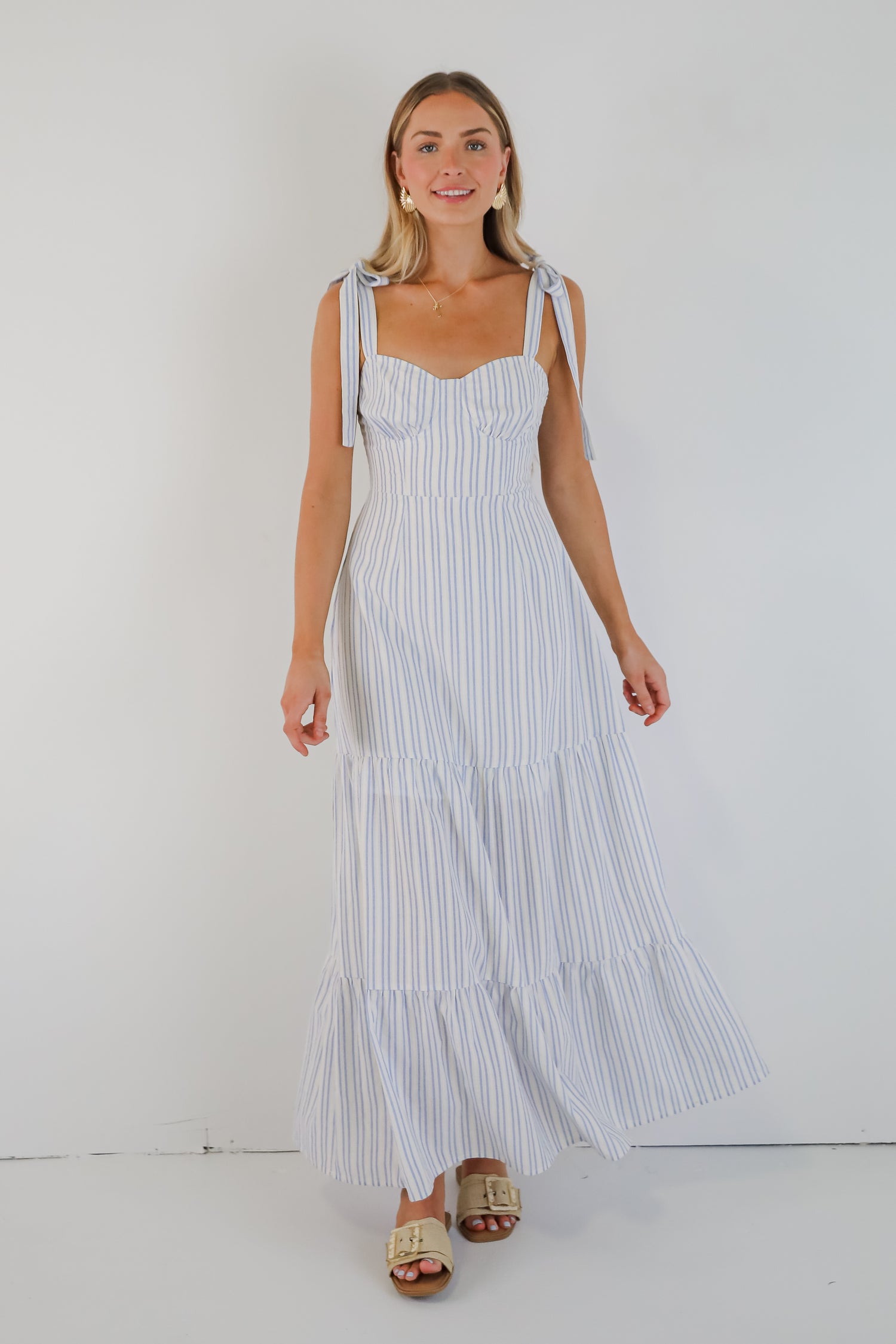 Make The Time Blue Striped Maxi Dress