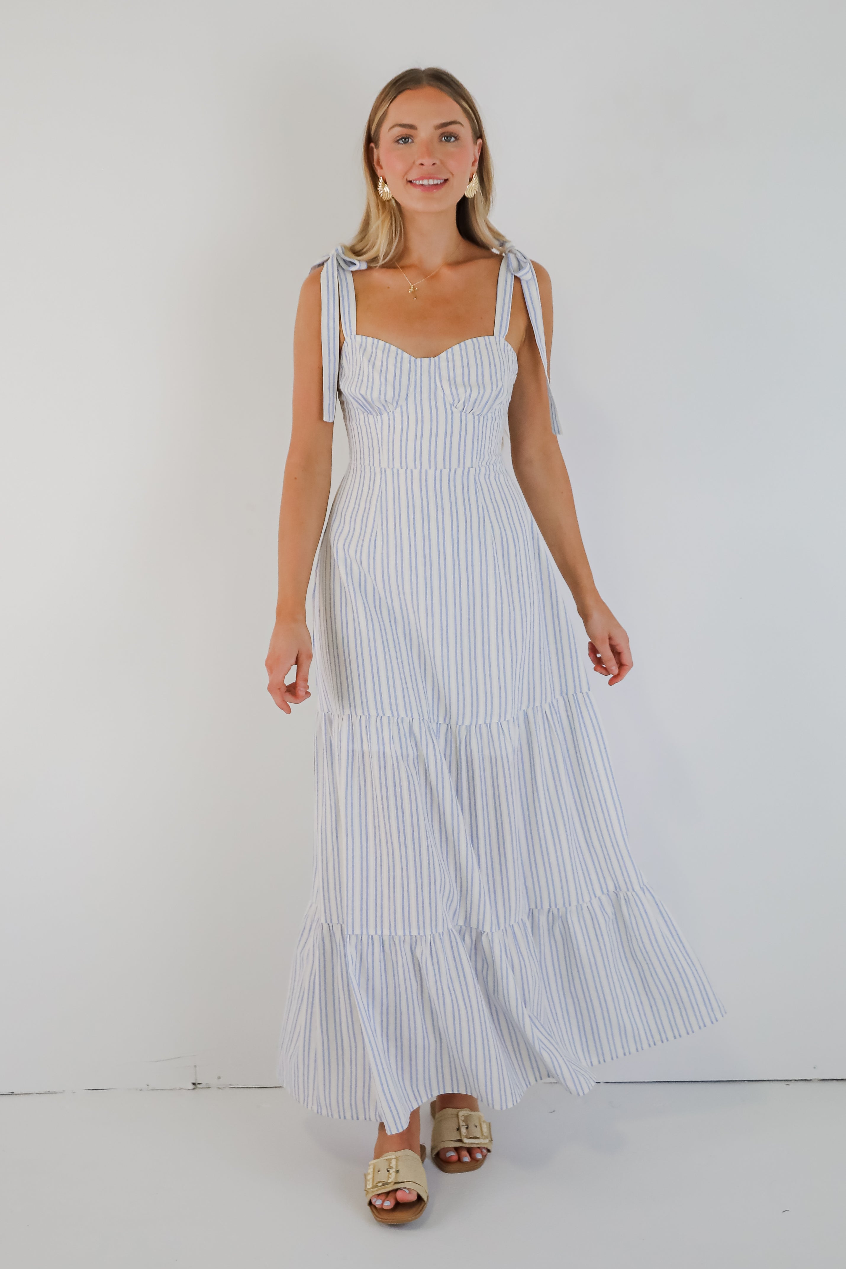 Make The Time Blue Striped Maxi Dress