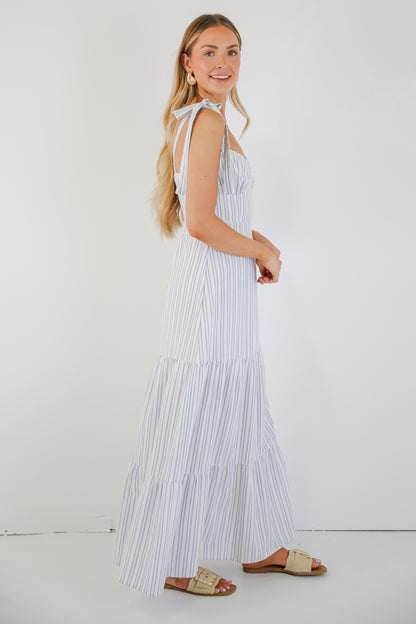 Make The Time Blue Striped Maxi Dress