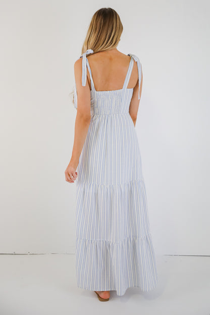 Make The Time Blue Striped Maxi Dress