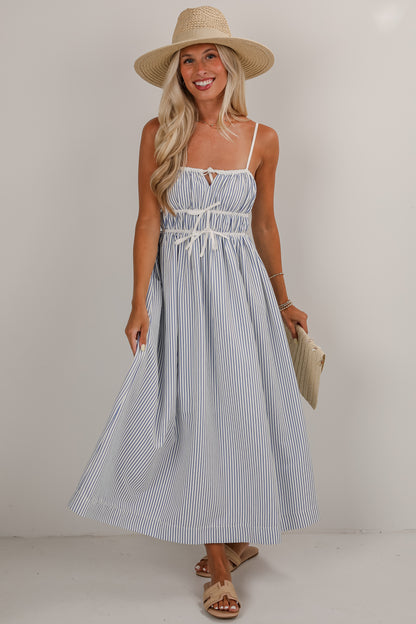 Beyond The Horizon Blue Striped Maxi Dress