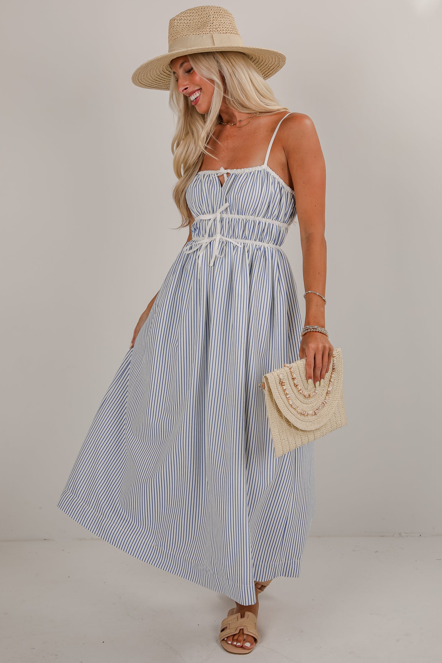 Beyond The Horizon Blue Striped Maxi Dress