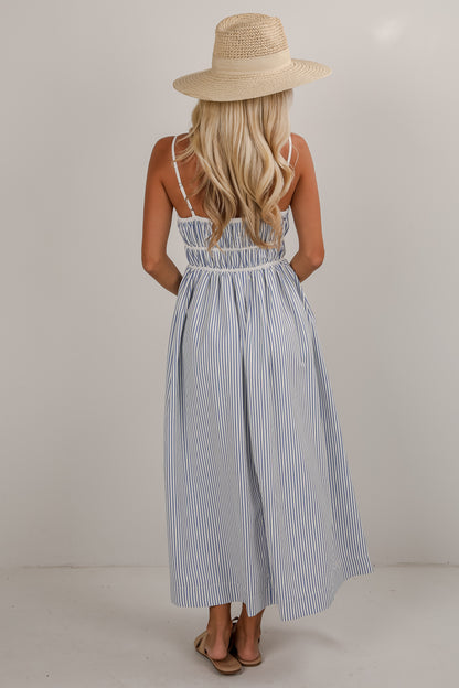 Beyond The Horizon Blue Striped Maxi Dress