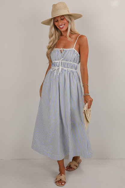 Beyond The Horizon Blue Striped Maxi Dress