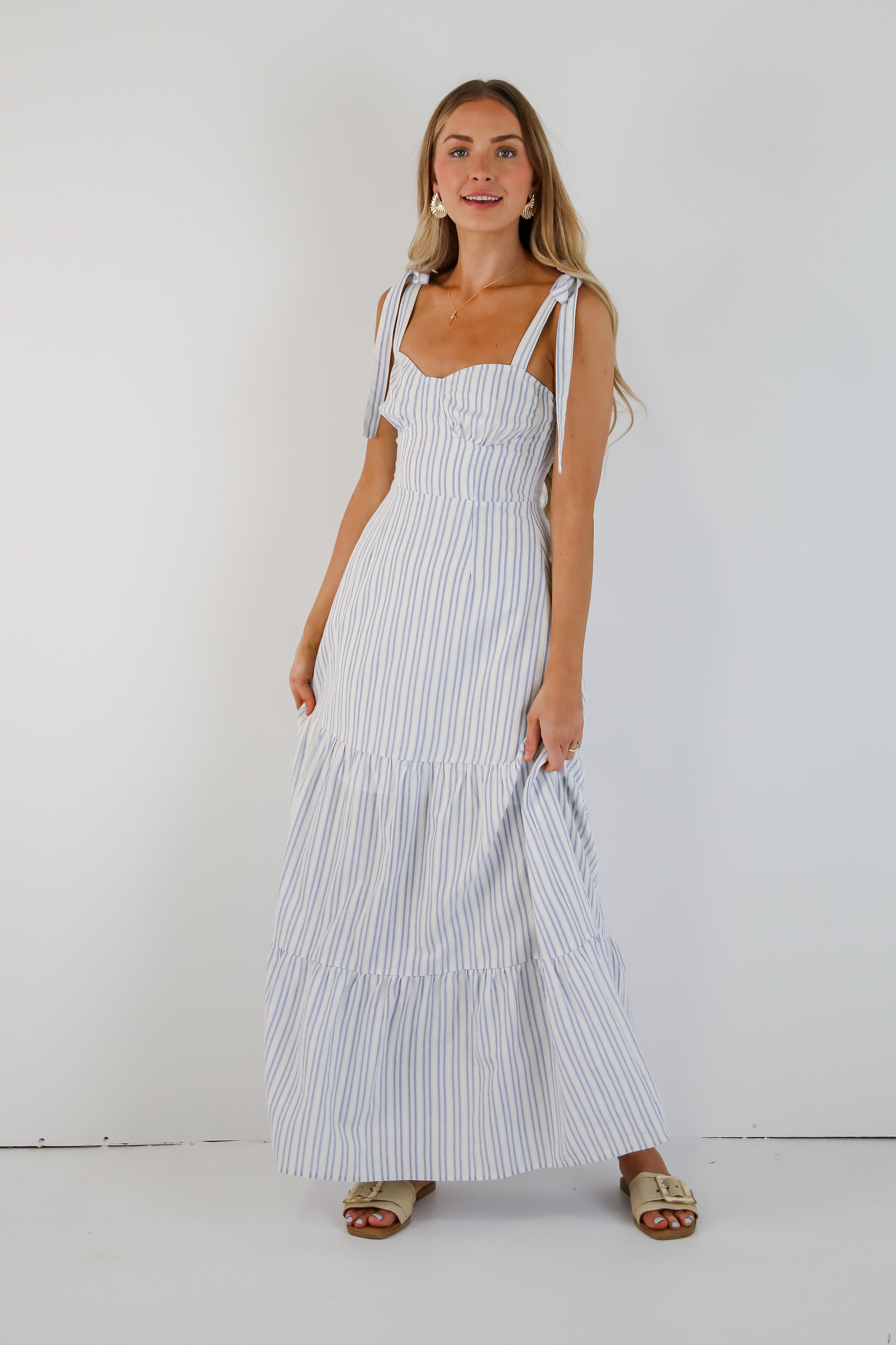 Make The Time Blue Striped Maxi Dress