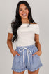 Daily Reminder Blue Striped Ruffle Shorts