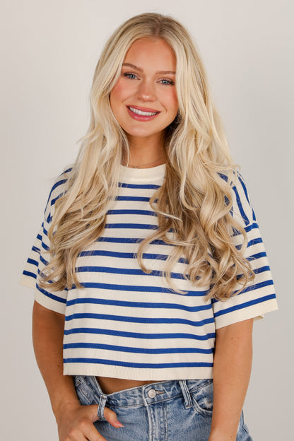 Taste Of Freedom Blue Striped Top