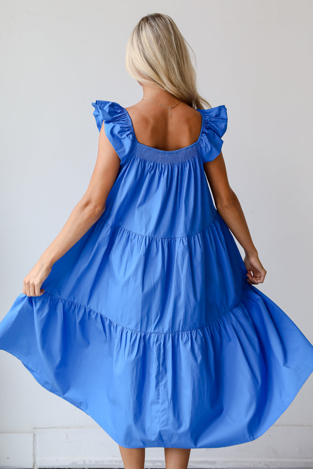 Summer Beauty Blue Tiered Midi Dress