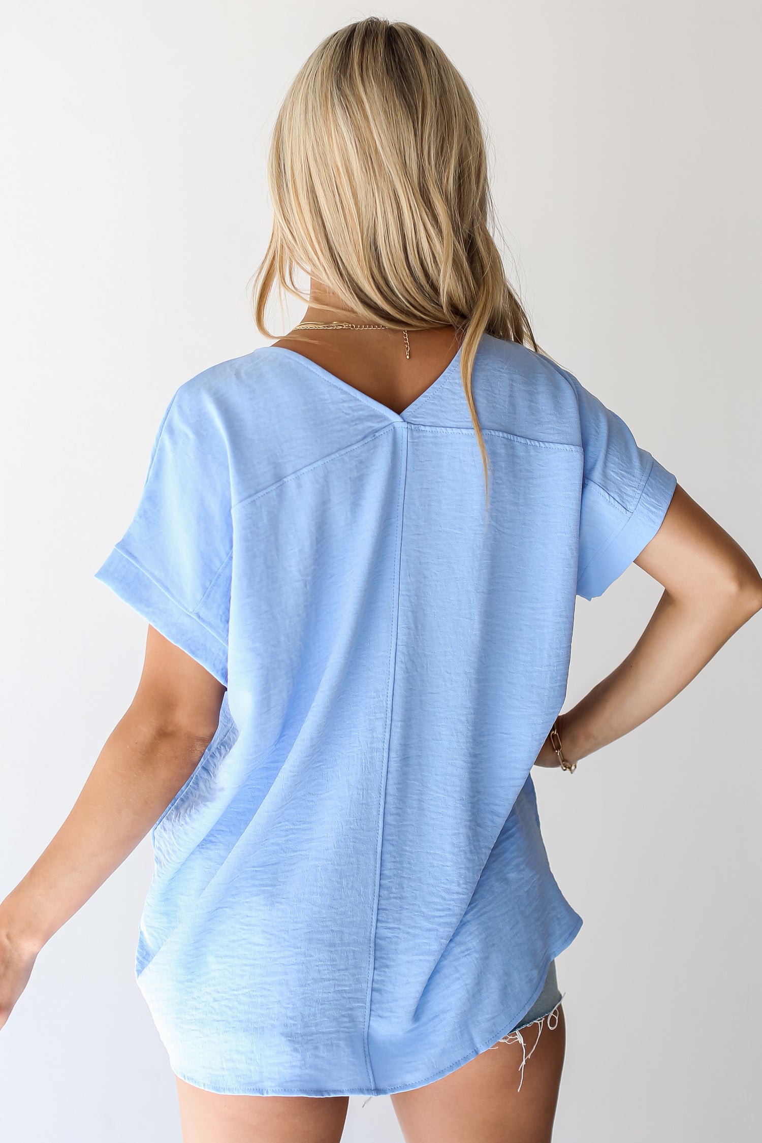 light blue Oversized Blouse back view