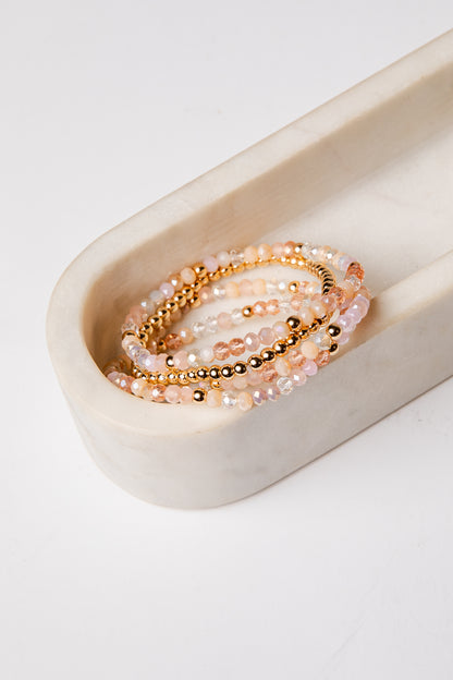 set of 4 gold and colorful beaded bracelets