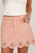 Posh Vision Apricot Scalloped Eyelet Mini Skirt