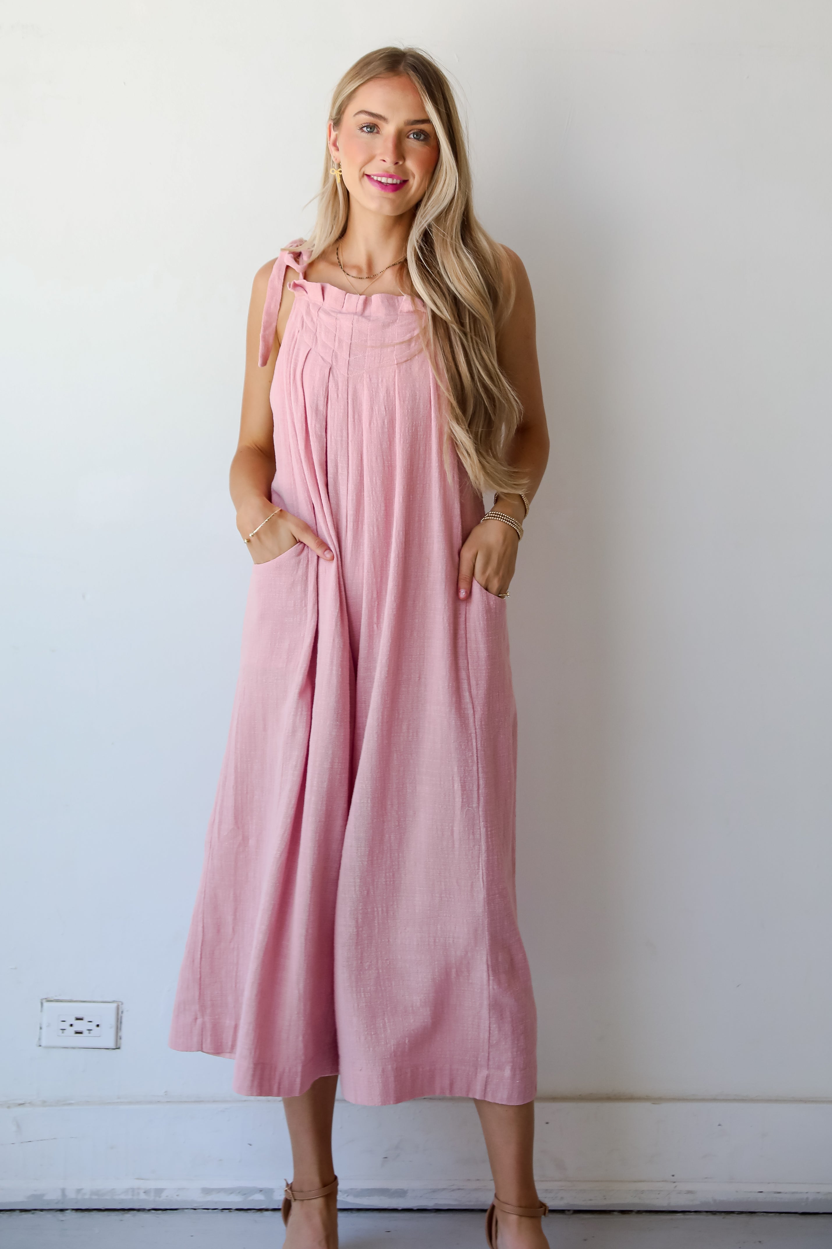 Definitely Lovable Blush Jumpsuit