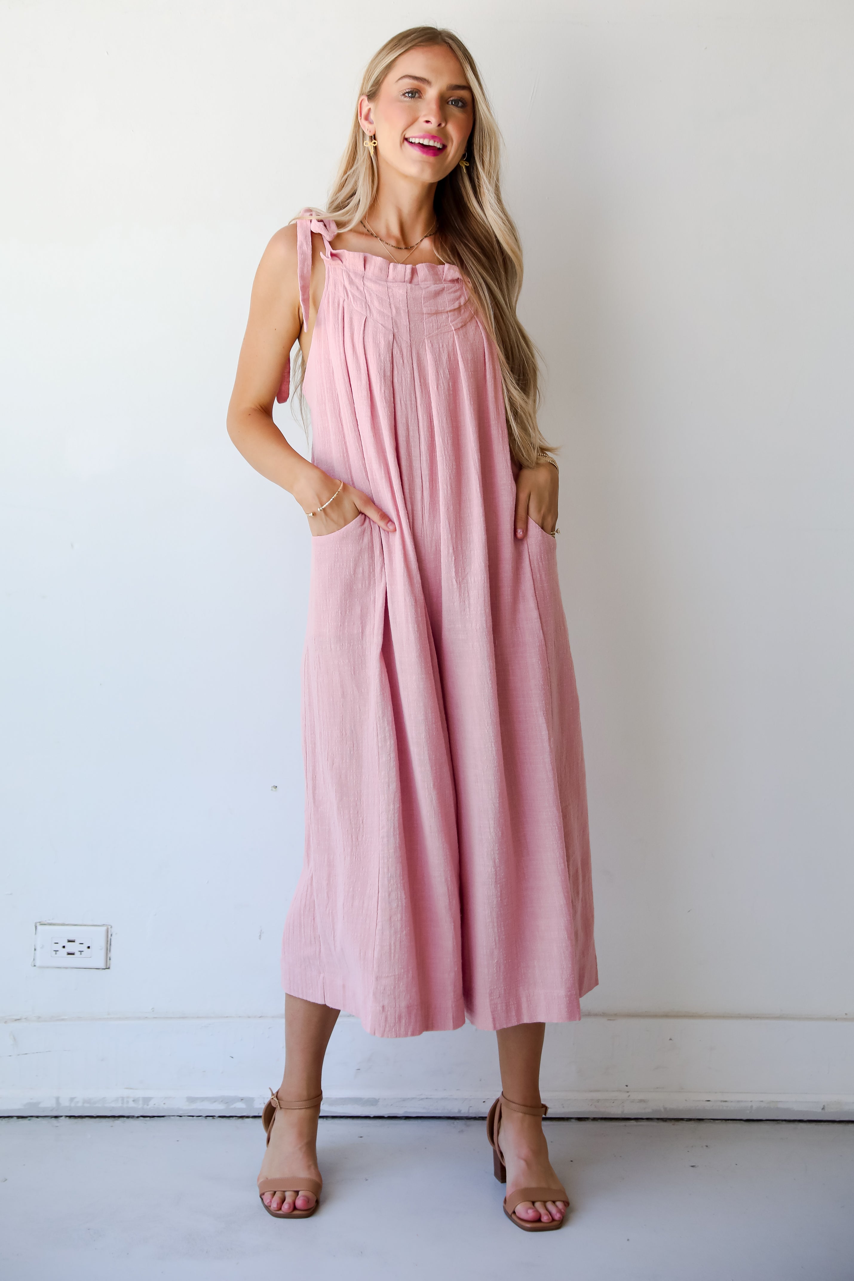 Definitely Lovable Blush Jumpsuit