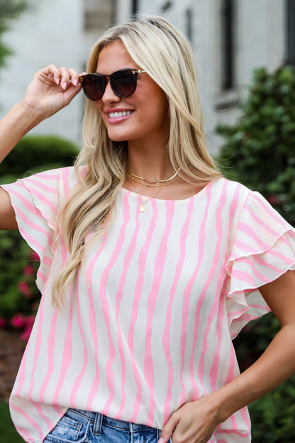 cute Blush Striped Blouse