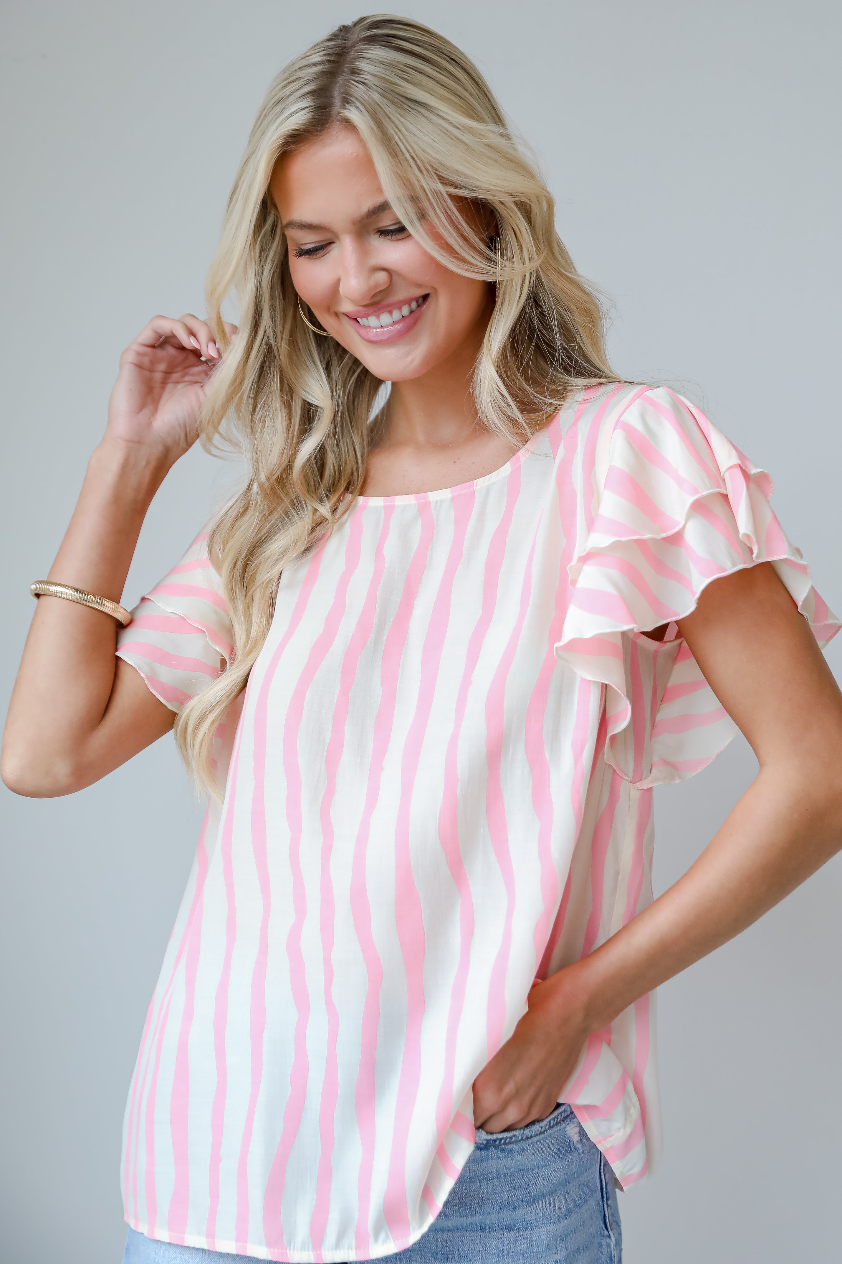 Blush Striped Blouse for women