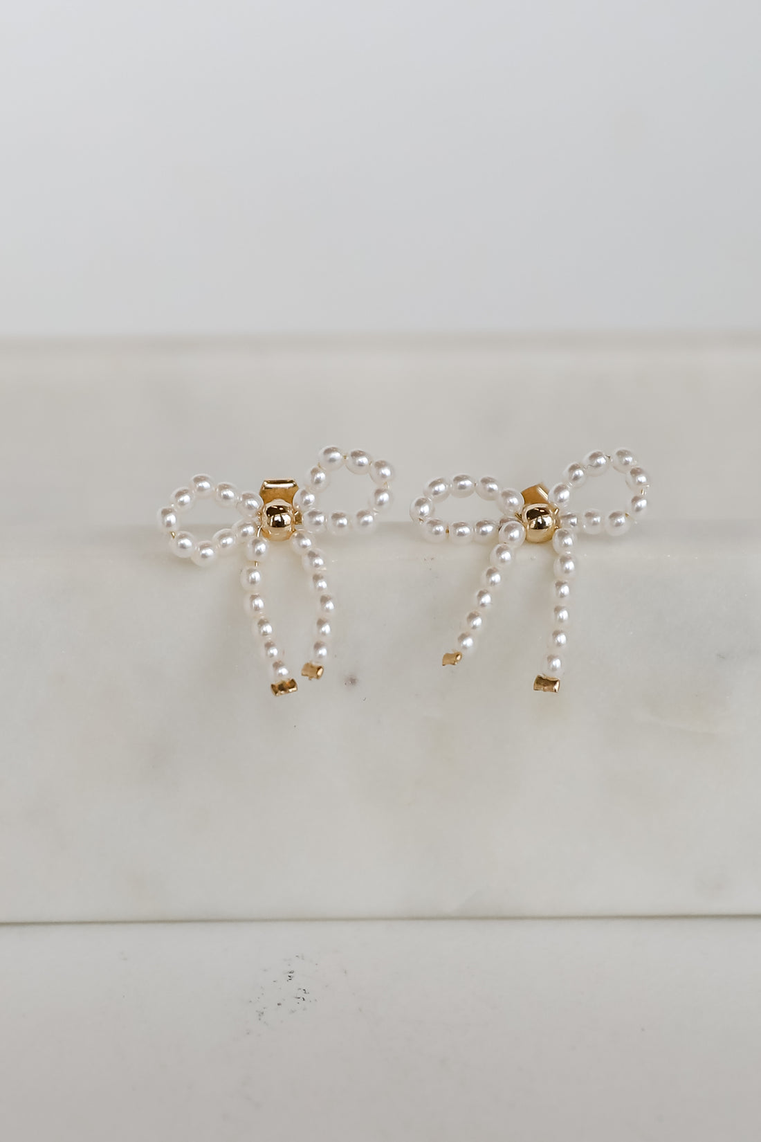 Rosie White Pearl Bow Earrings