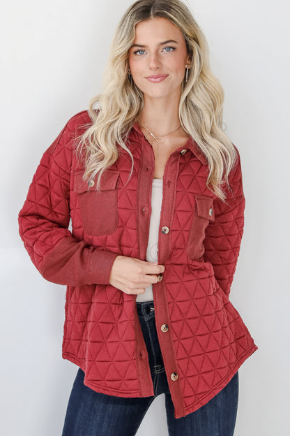 Seasonal Cuteness Brick Quilted Shacket