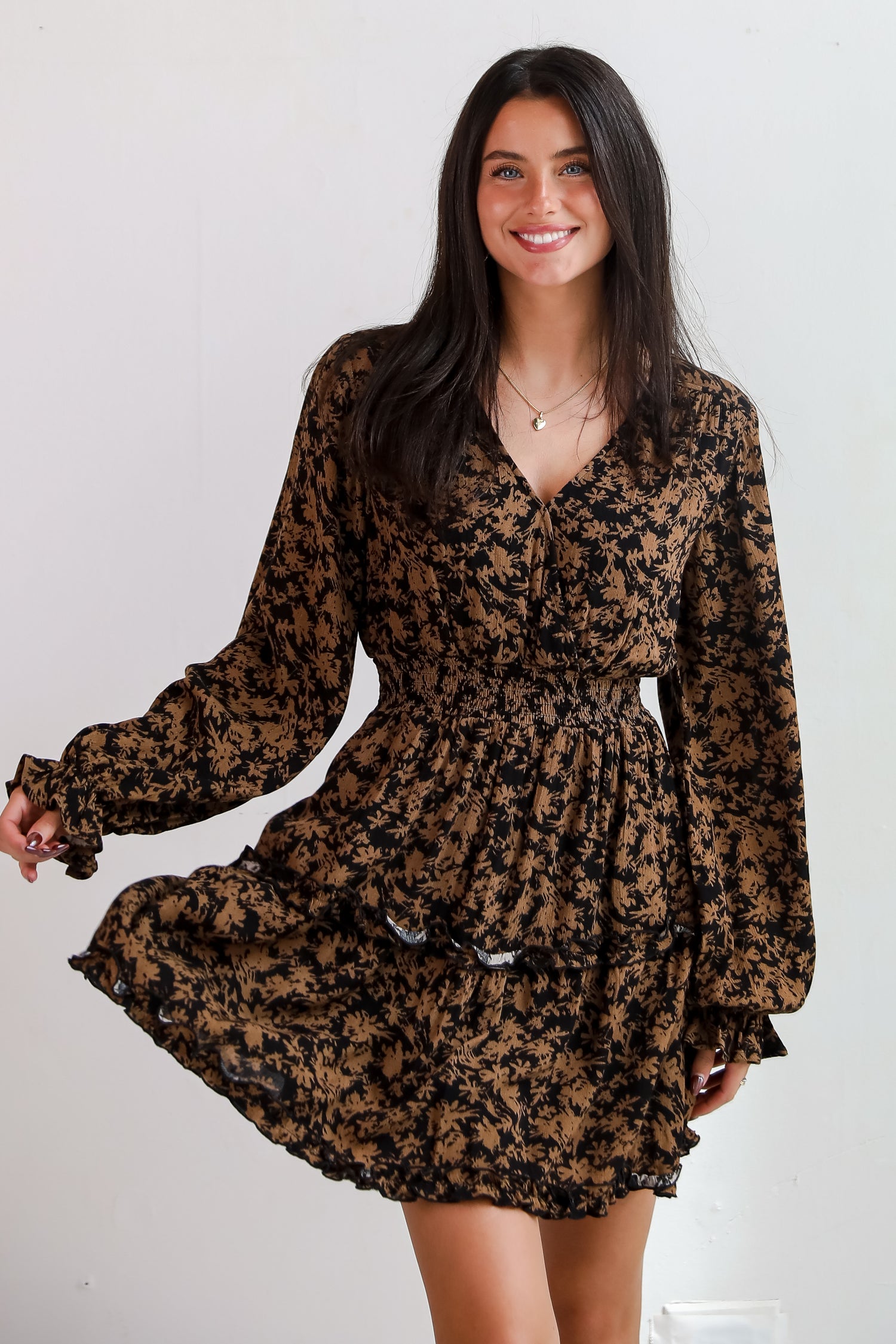 Contemporary Flirt Black Floral Mini Dress