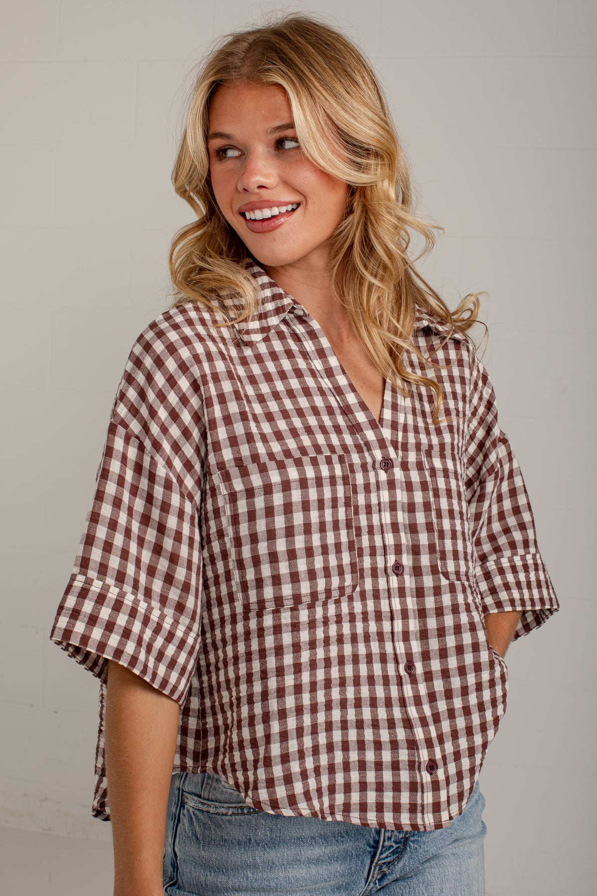 Checked In Gingham Casual Top