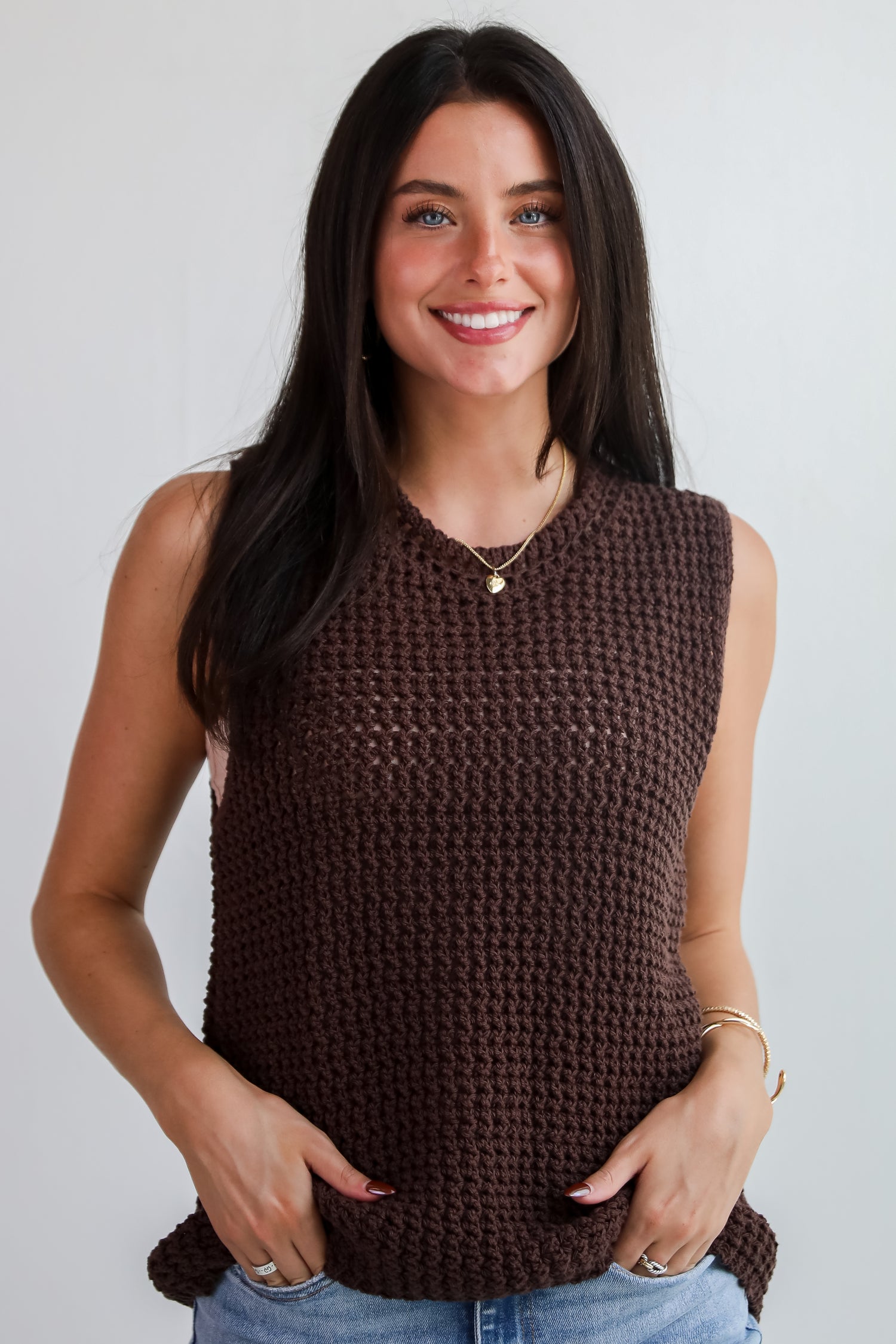 Cozy Inclination Brown Sweater Tank