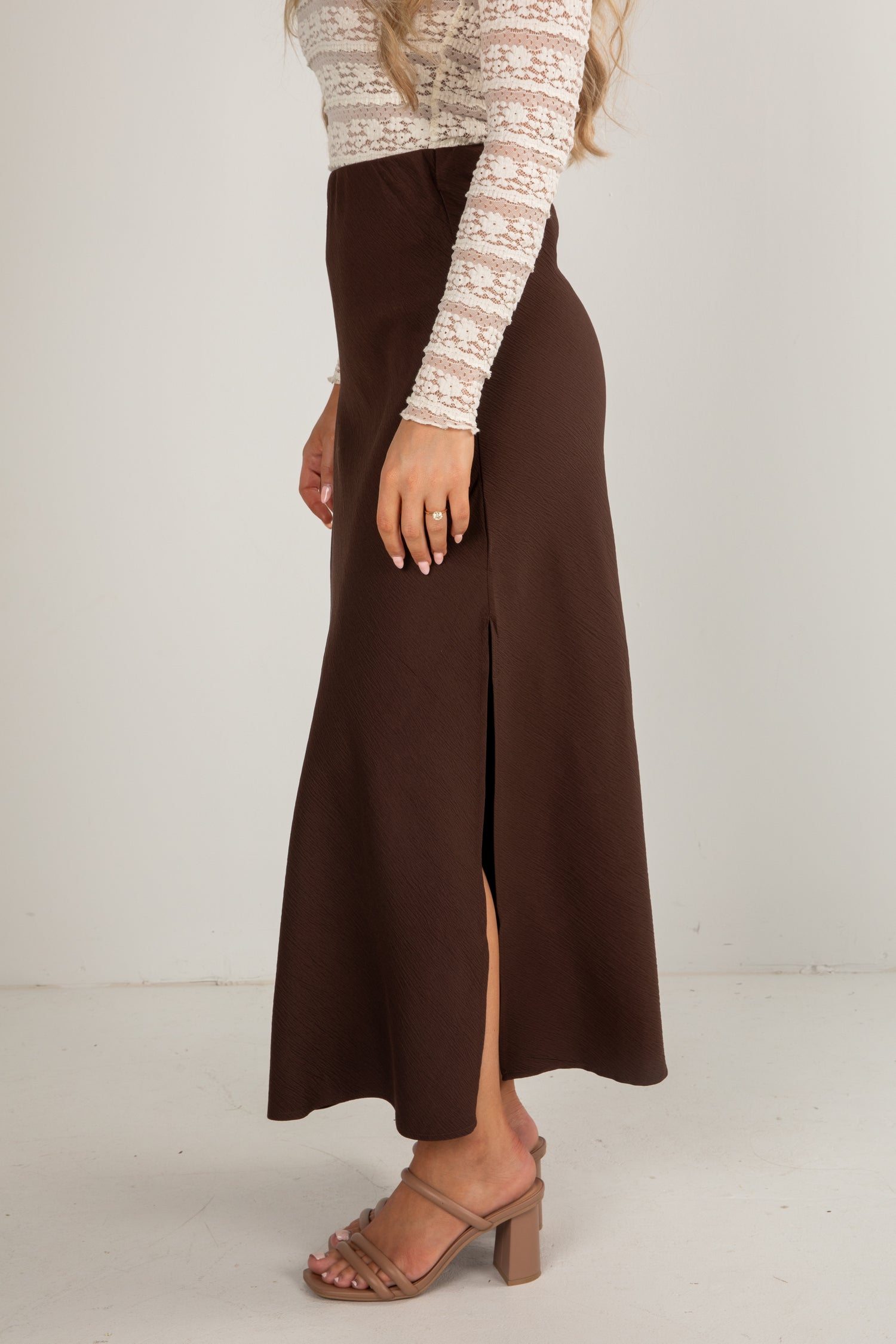 brown maxi skirt