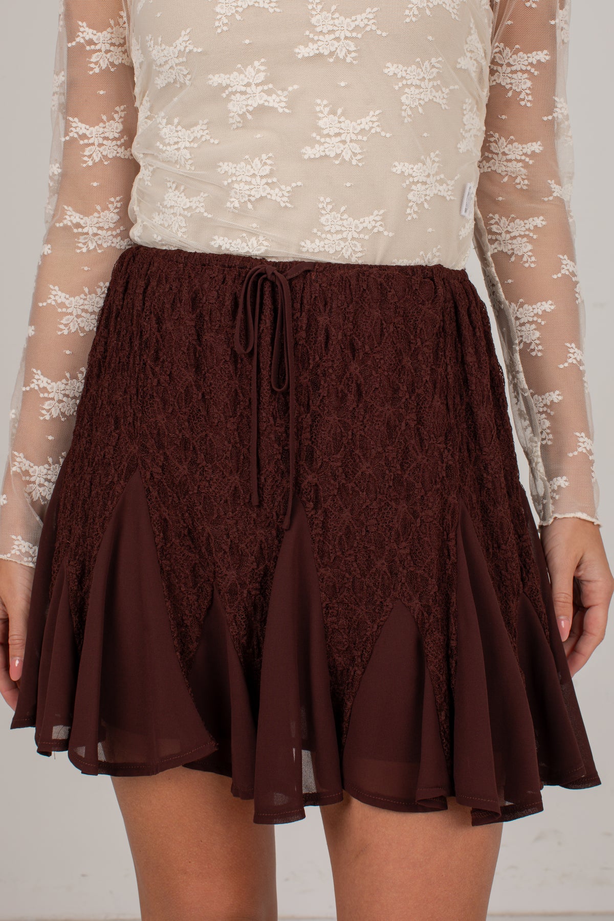 Autumn Spell Brown Lace Mini Skort