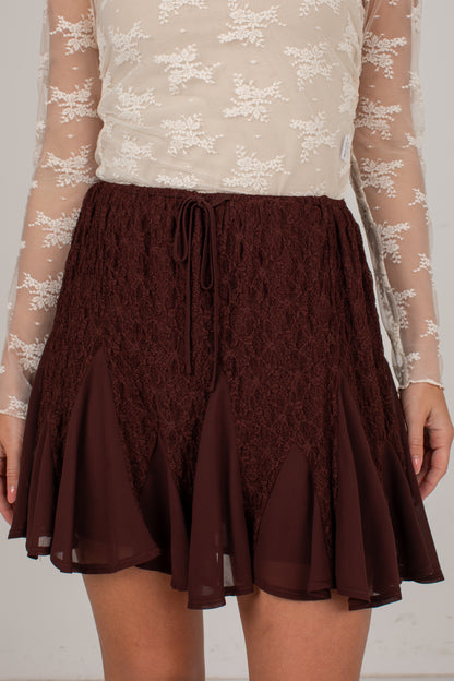 Autumn Spell Brown Lace Mini Skort