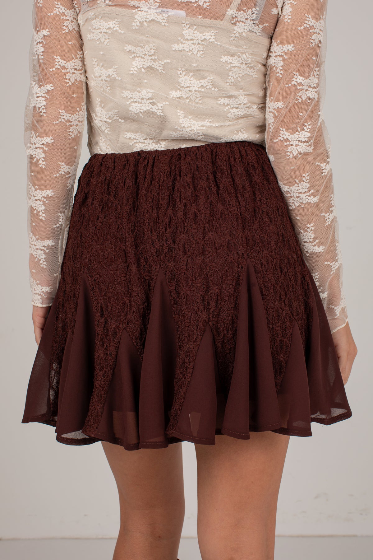 Autumn Spell Brown Lace Mini Skort