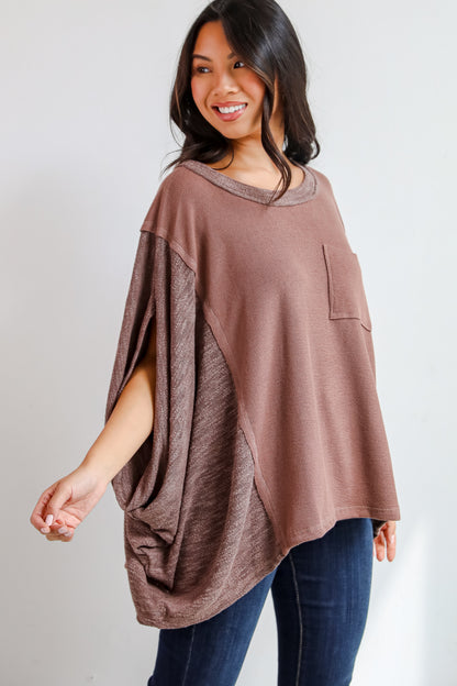 Essential Coziness Brown Oversized Knit Top