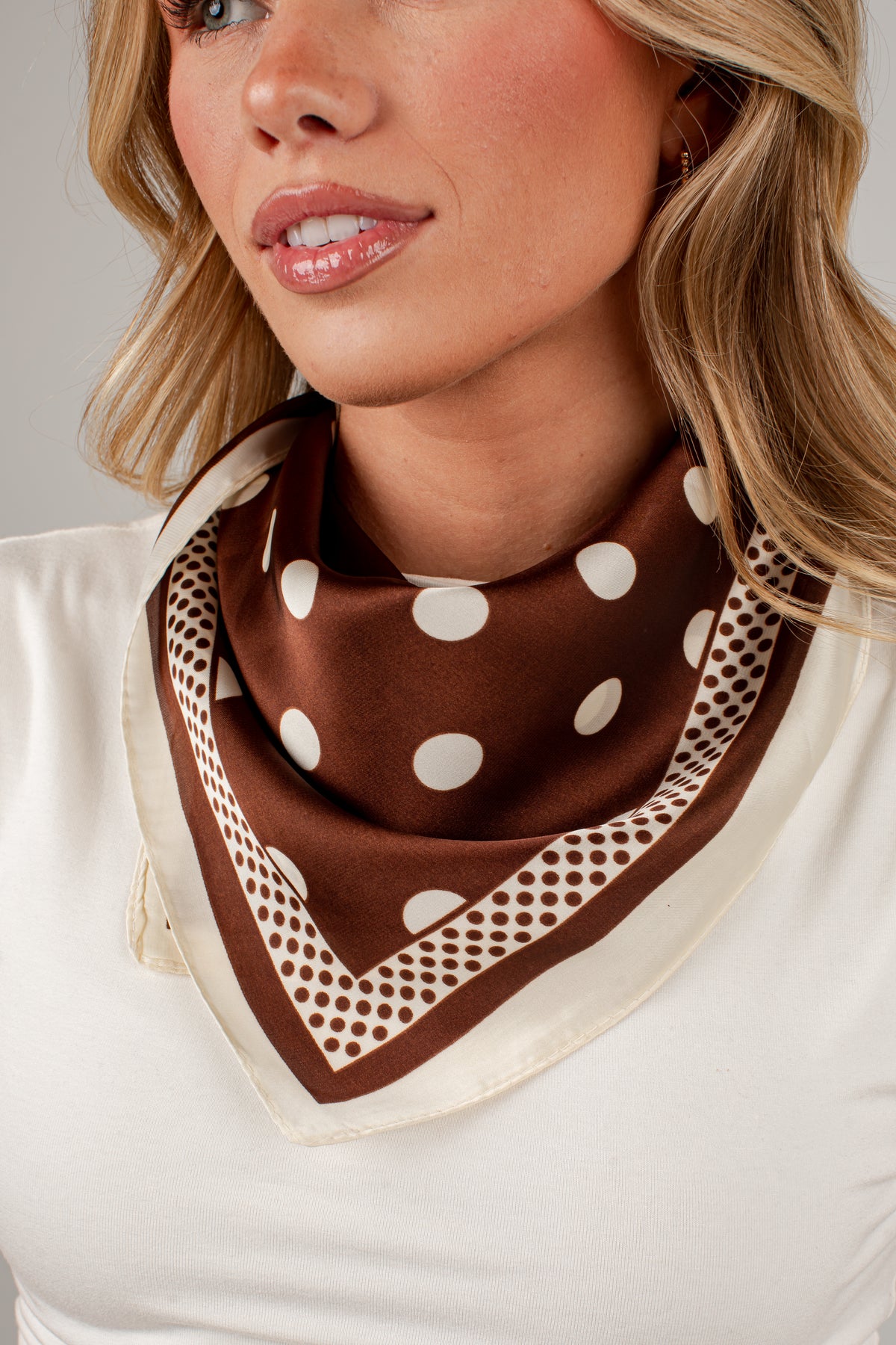 Café Darling Brown Polka Dot Scarf