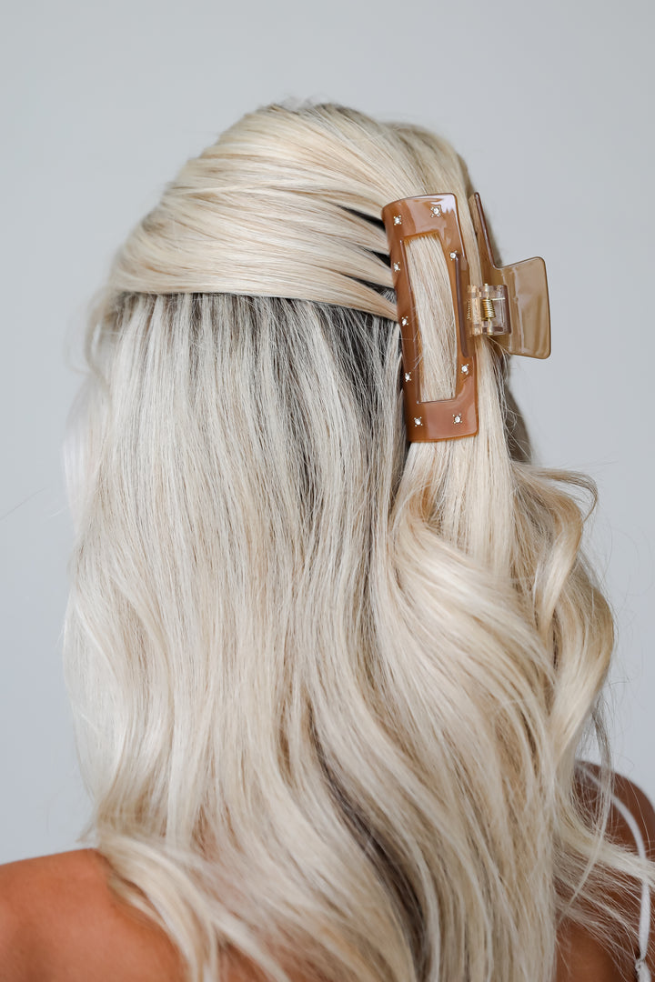 Sparkling Sophisticate Brown Rhinestone Claw Hair Clip