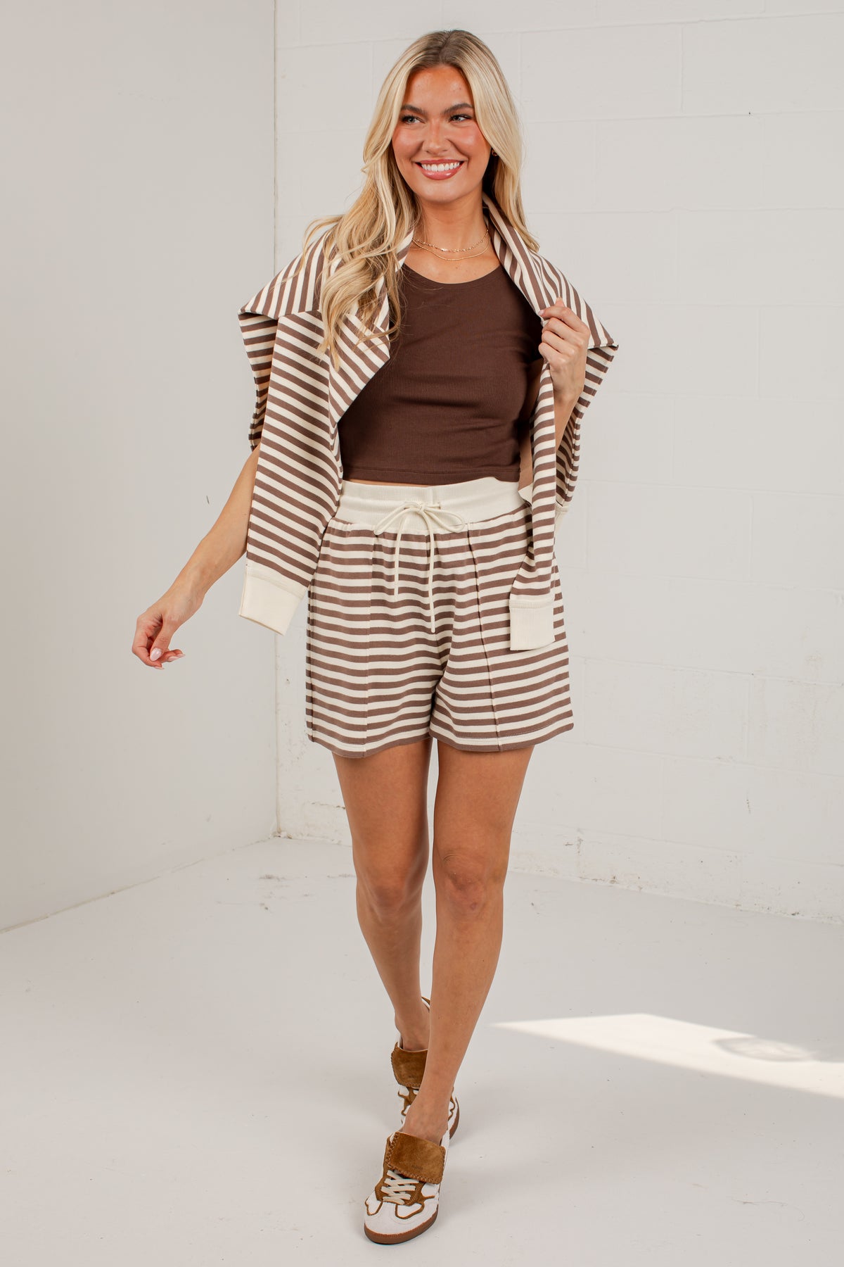 Always Fun Striped Drawstring Shorts