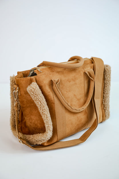 Cozy Aesthetic Brown Suede Crossbody Bag