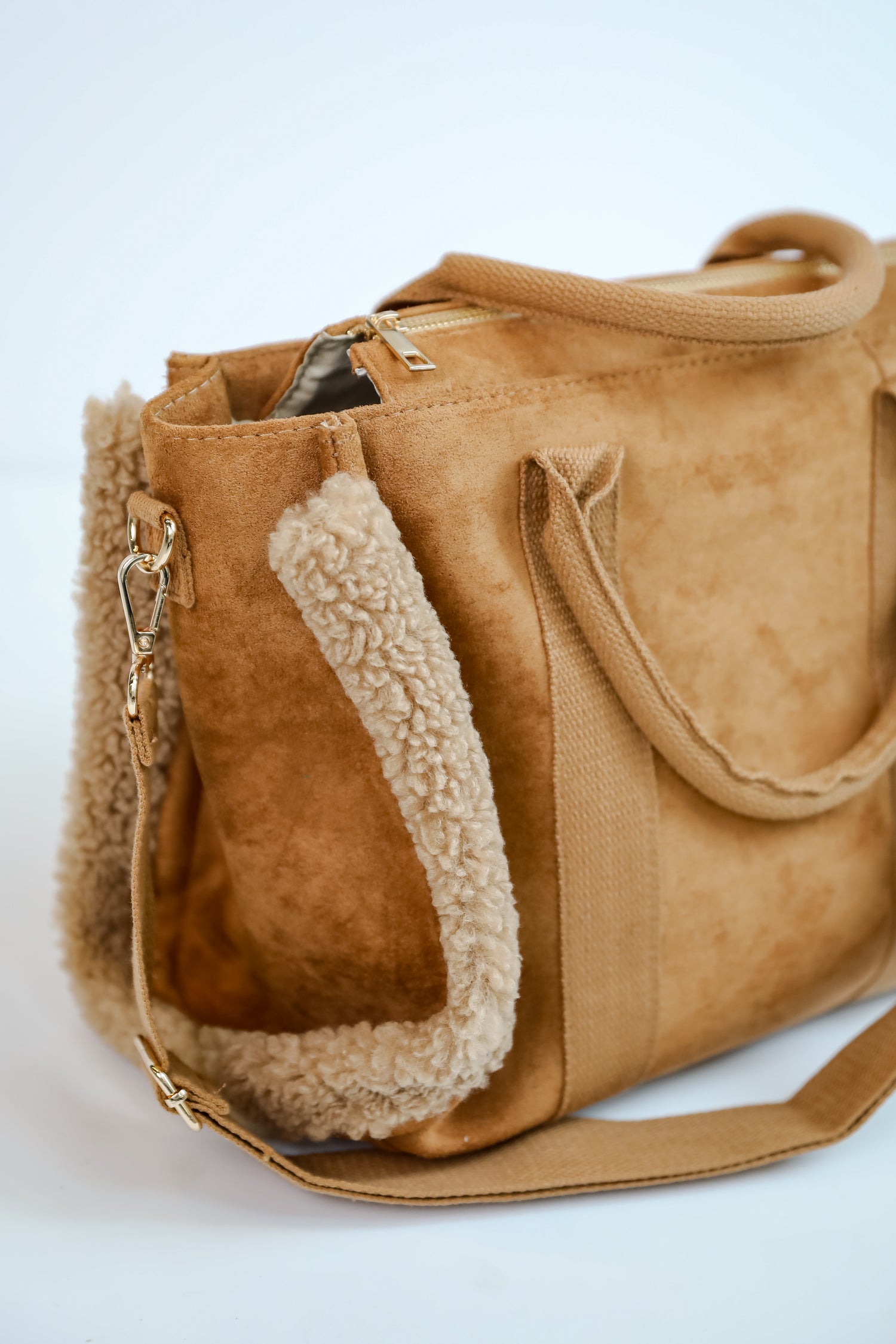 Cozy Aesthetic Brown Suede Crossbody Bag